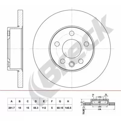 Tarcze hamulcowe BRECK BR 055 SA100