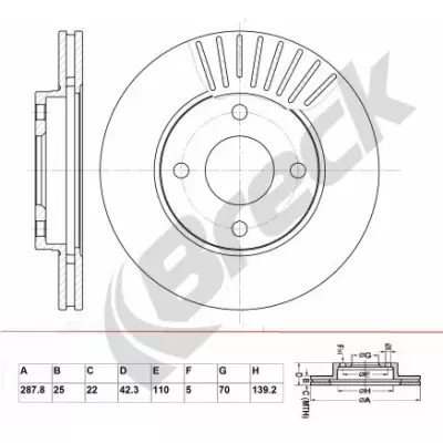 Tarcze hamulcowe BRECK BR 338 VA100