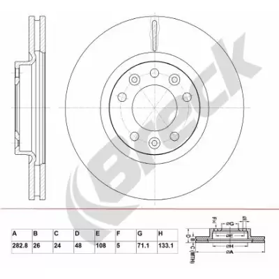 Tarcze hamulcowe BRECK BR 382 VA100