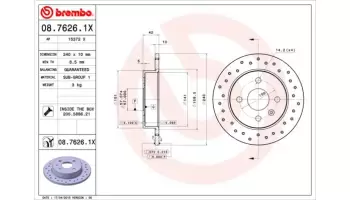 Tarcze hamulcowe BREMBO 08.7626.1X