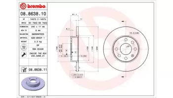 Tarcze hamulcowe BREMBO 08.8638.10