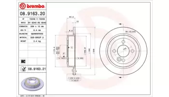 Tarcze hamulcowe BREMBO 08.9163.21