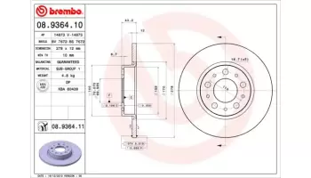 Tarcze hamulcowe BREMBO 08.9364.11