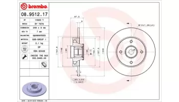 Tarcze hamulcowe BREMBO 08.9512.17