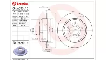 Tarcze hamulcowe BREMBO 08.A533.11