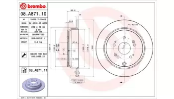 Tarcze hamulcowe BREMBO 08.A871.11