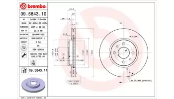 Tarcze hamulcowe BREMBO 09.5843.11
