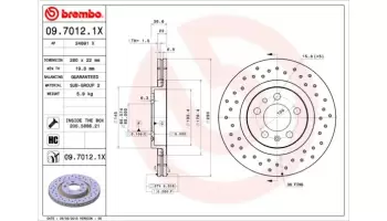 Tarcze hamulcowe BREMBO 09.7012.1X