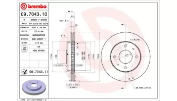 Tarcze hamulcowe BREMBO 09.7043.11