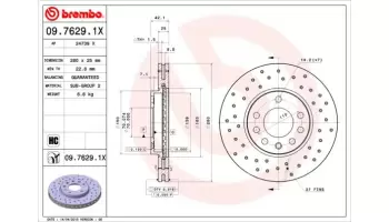 Tarcze hamulcowe BREMBO 09.7629.1X
