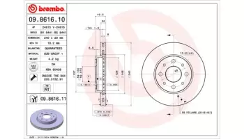 Tarcze hamulcowe BREMBO 09.8616.11