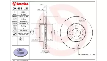 Tarcze hamulcowe BREMBO 09.8931.21