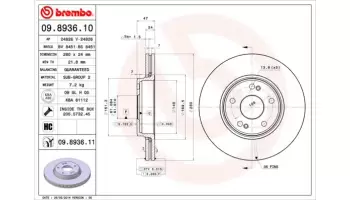 Tarcze hamulcowe BREMBO 09.8936.10