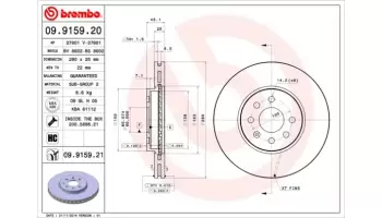 Tarcze hamulcowe BREMBO 09.9159.21