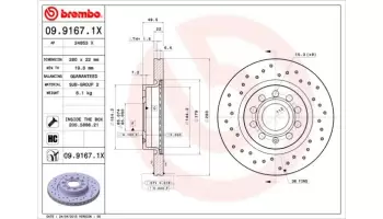 Tarcze hamulcowe BREMBO 09.9167.1X