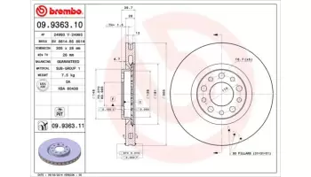 Tarcze hamulcowe BREMBO 09.9363.11