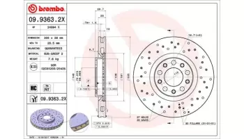 Tarcze hamulcowe BREMBO 09.9363.2X