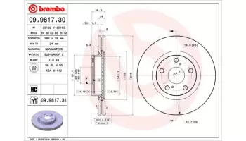 Tarcze hamulcowe BREMBO 09.9817.31