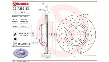 Tarcze hamulcowe BREMBO 09.A259.1X