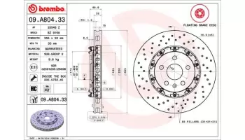 Tarcze hamulcowe BREMBO 09.A804.33