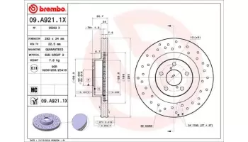 Tarcze hamulcowe BREMBO 09.A921.1X