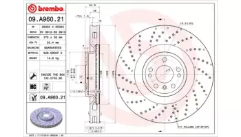 Tarcze hamulcowe BREMBO 09.A960.21
