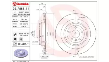 Tarcze hamulcowe BREMBO 09.A961.11