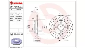 Tarcze hamulcowe BREMBO 09.A968.2X