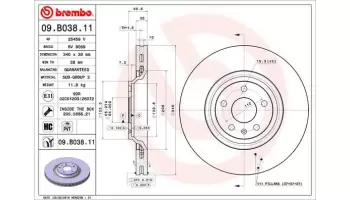 Tarcze hamulcowe BREMBO 09.B038.11