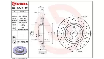 Tarcze hamulcowe BREMBO 09.B043.1X
