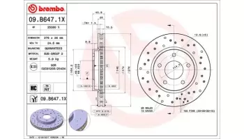 Tarcze hamulcowe BREMBO 09.B647.1X