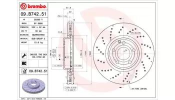 Tarcze hamulcowe BREMBO 09.B742.51