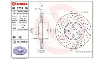 Tarcze hamulcowe BREMBO 09.B754.21