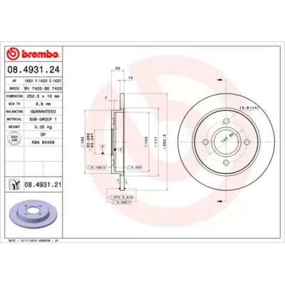 Tarcze hamulcowe BREMBO 08.4931.24
