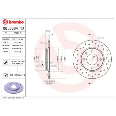 Tarcze hamulcowe BREMBO 08.5334.1X
