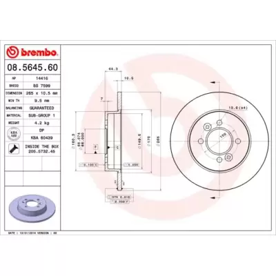 Tarcze hamulcowe BREMBO 08.5645.60