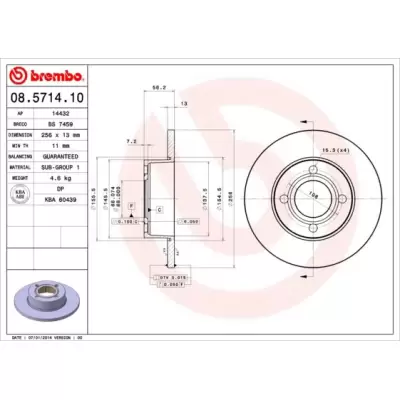 Tarcze hamulcowe BREMBO 08.5714.10