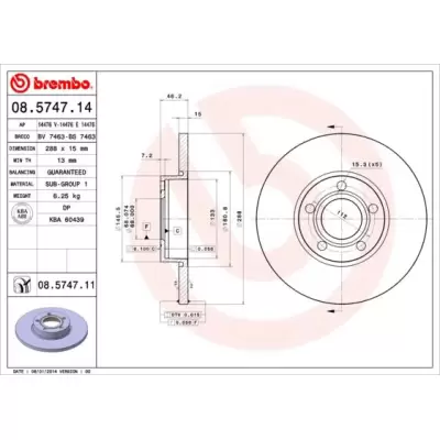 Tarcze hamulcowe BREMBO 08.5747.11