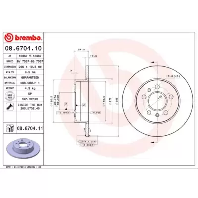 Tarcze hamulcowe BREMBO 08.6704.11
