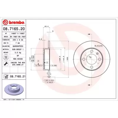 Tarcze hamulcowe BREMBO 08.7165.21