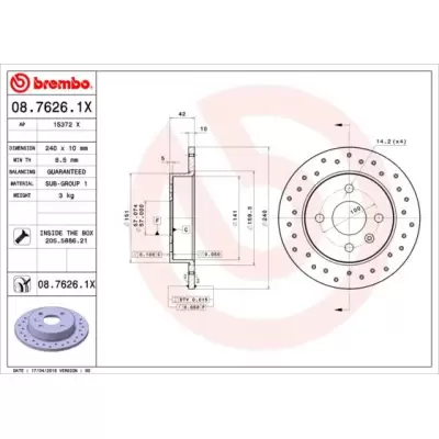 Tarcze hamulcowe BREMBO 08.7626.1X