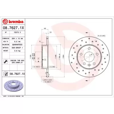 Tarcze hamulcowe BREMBO 08.7627.1X