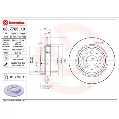 Tarcze hamulcowe BREMBO 08.7765.11
