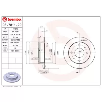 Tarcze hamulcowe BREMBO 08.7811.20