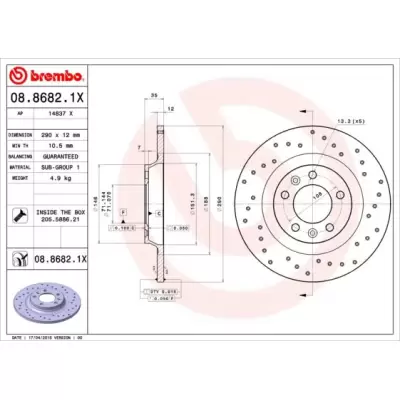 Tarcze hamulcowe BREMBO 08.8682.1X
