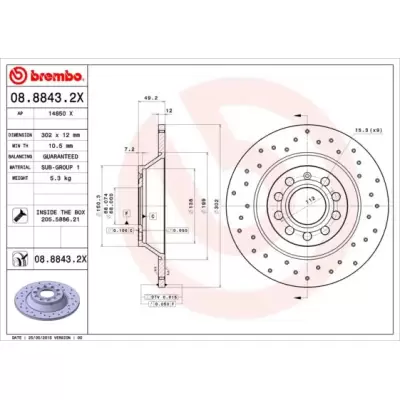 Tarcze hamulcowe BREMBO 08.8843.2X