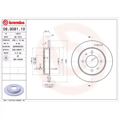 Tarcze hamulcowe BREMBO 08.9081.10