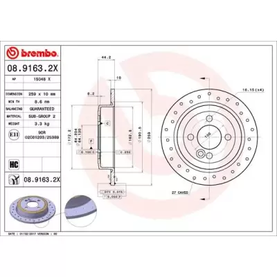 Tarcze hamulcowe BREMBO 08.9163.2X
