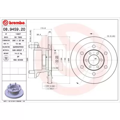 Tarcze hamulcowe BREMBO 08.9459.20
