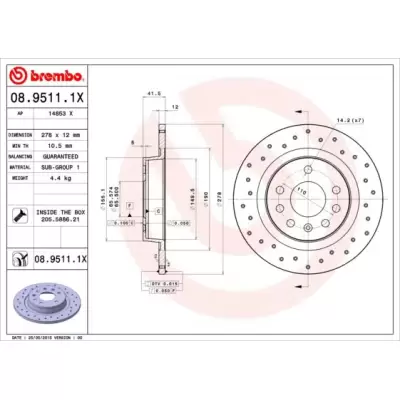 Tarcze hamulcowe BREMBO 08.9511.1X